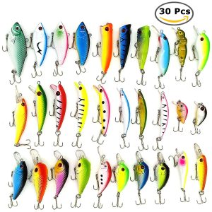 Alternative view of USA Lot 30 pcs Kinds of Fish Fishing Lures Crankbaits Hooks Minnow Baits Tackle