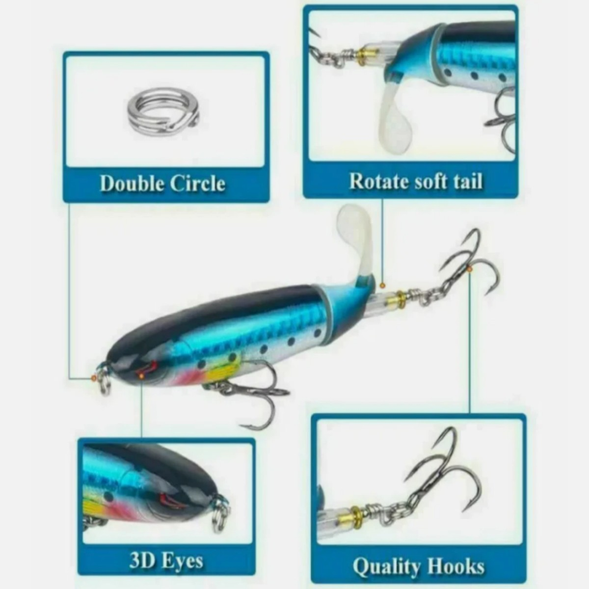 10ps Fishing Lures bait Whopper Plopper Topwater Floating Rotating Tail for Bass - Image 4