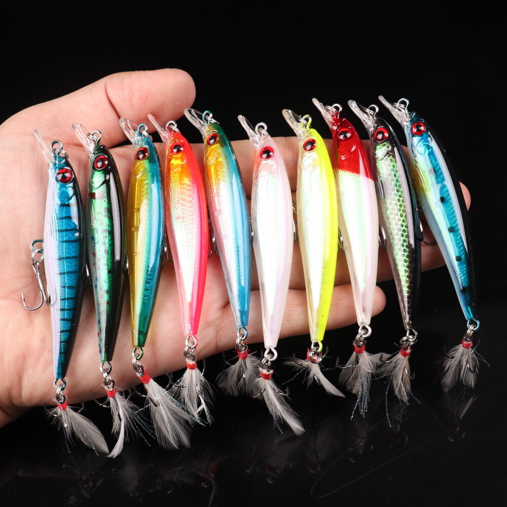 10pcs Kinds of Fishing Lures Crankbaits Hooks Minnow Baits Tackle Crank - Image 2