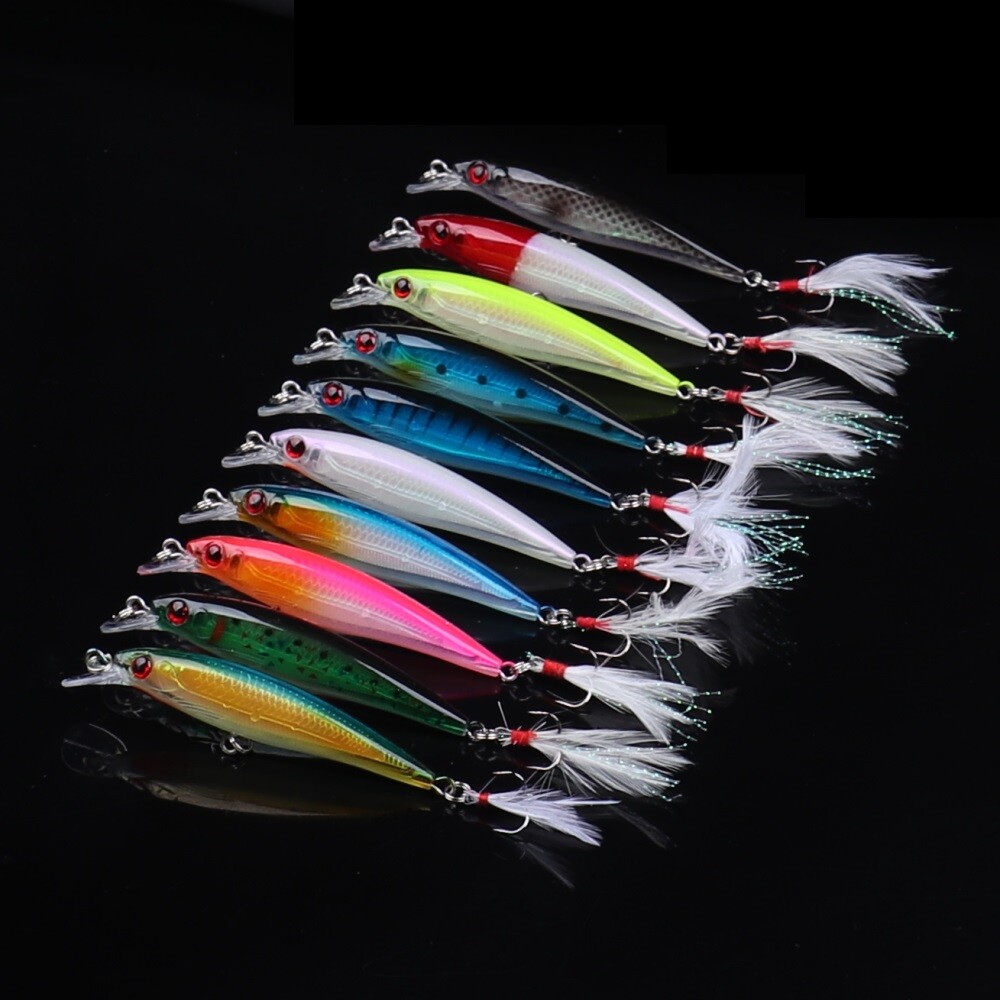 10pcs Kinds of Fishing Lures Crankbaits Hooks Minnow Baits Tackle Crank - Image 3