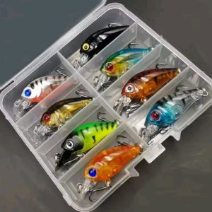 8pcs Small Minnow Crankbaits Fishing Lures Tackle Hard Bait W/2 Treble Hooks USA