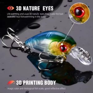 Alternative view of 8pcs Small Minnow Crankbaits Fishing Lures Tackle Hard Bait W/2 Treble Hooks USA