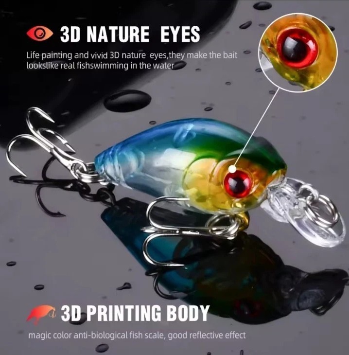 8pcs Small Minnow Crankbaits Fishing Lures Tackle Hard Bait W/2 Treble Hooks USA - Image 2