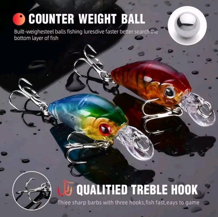 8pcs Small Minnow Crankbaits Fishing Lures Tackle Hard Bait W/2 Treble Hooks USA - Image 3