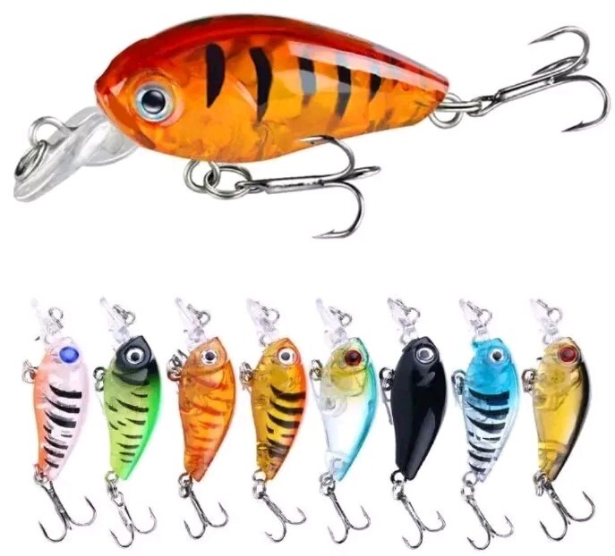 8pcs Small Minnow Crankbaits Fishing Lures Tackle Hard Bait W/2 Treble Hooks USA - Image 4