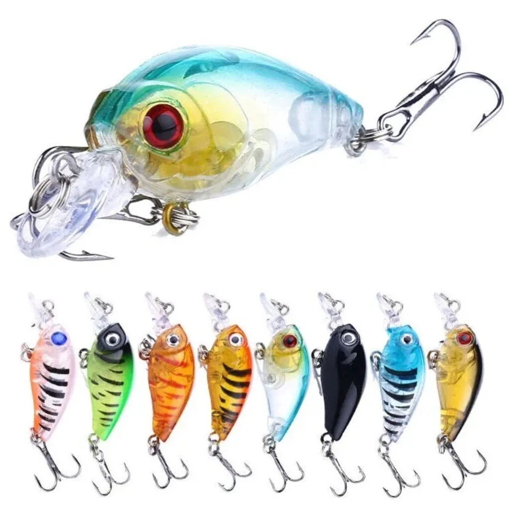 8pcs Small Minnow Crankbaits Fishing Lures Tackle Hard Bait W/2 Treble Hooks USA - Image 5
