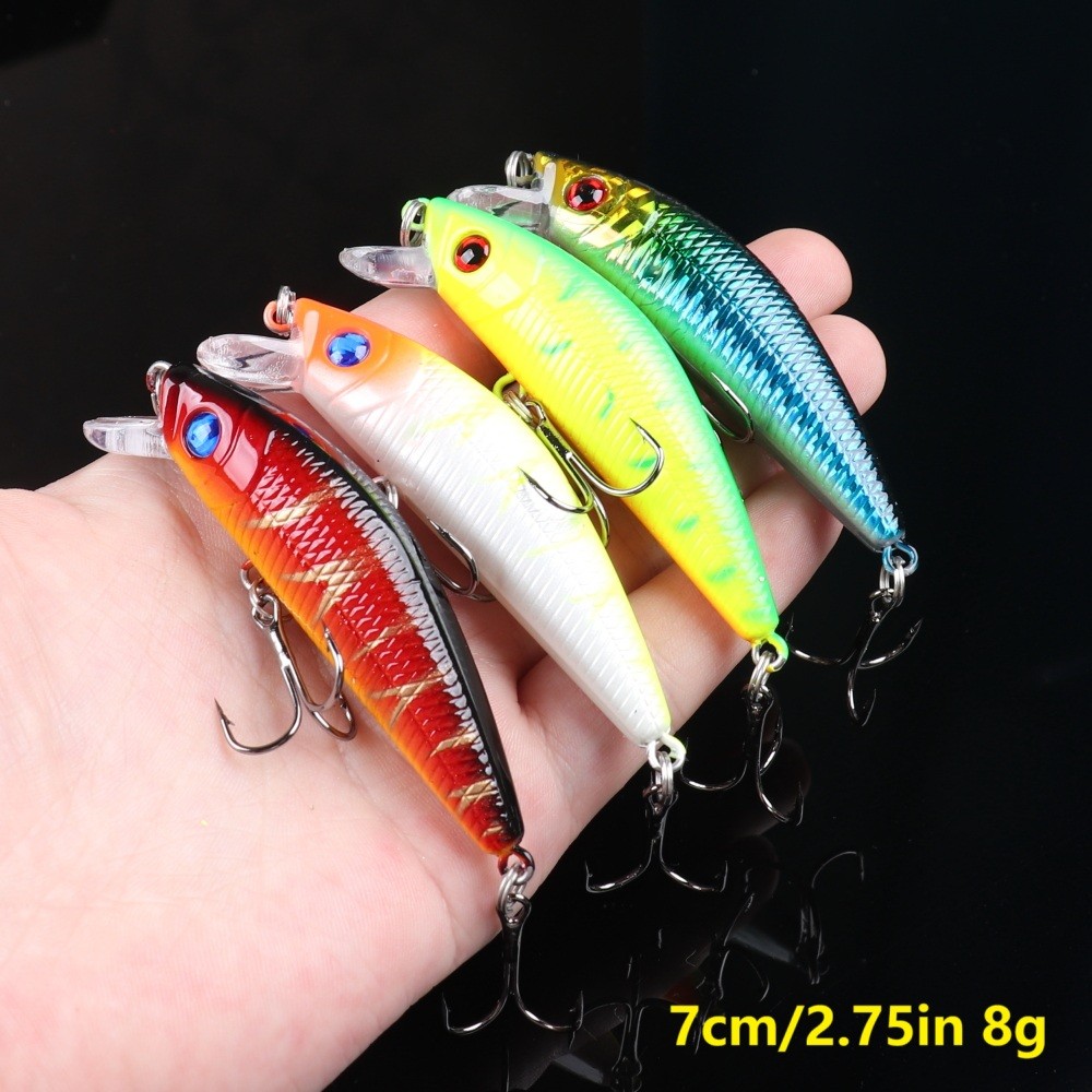 56pcs Minnow Fishing Lure Kit Plastic Bait Artificial Bait Dives Hard Bait - Image 5