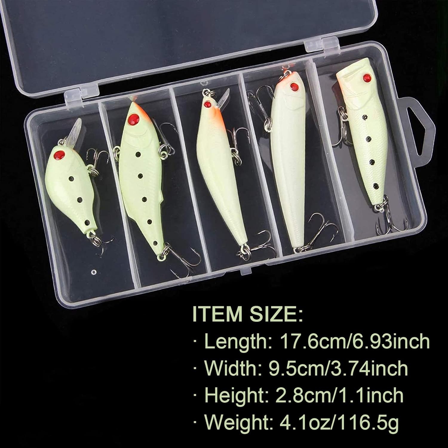 5pcs Minnow Crankbait Luminous Fishing Lures Set with Box Glow Fishing Bait - Image 2