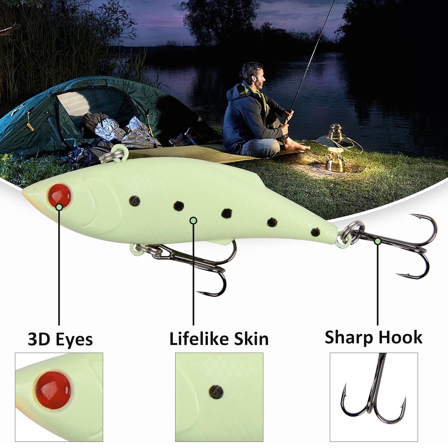 5pcs Minnow Crankbait Luminous Fishing Lures Set with Box Glow Fishing Bait - Image 3