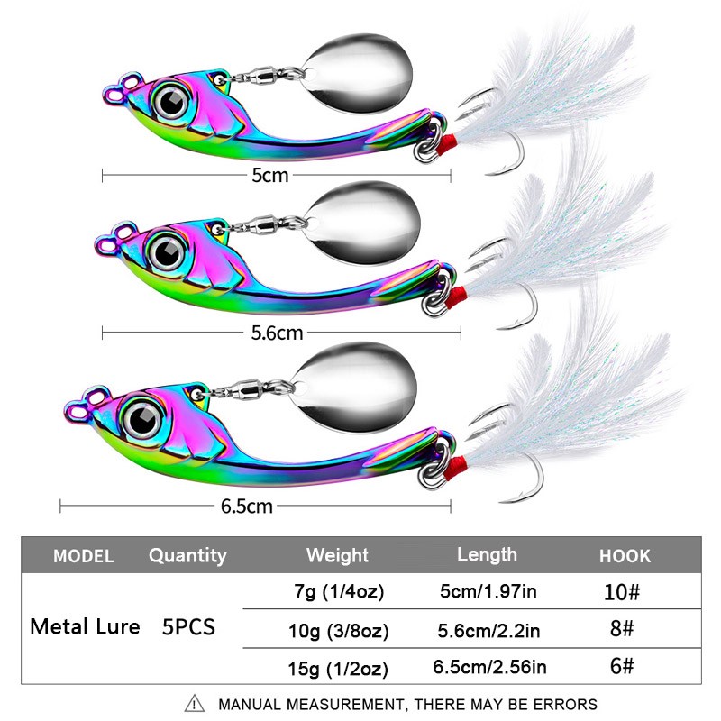 5Pcs Metal VIB Spinner Bait Tail Fishing Lures Lot Bass Trout Crankbaits Tackle - Image 2