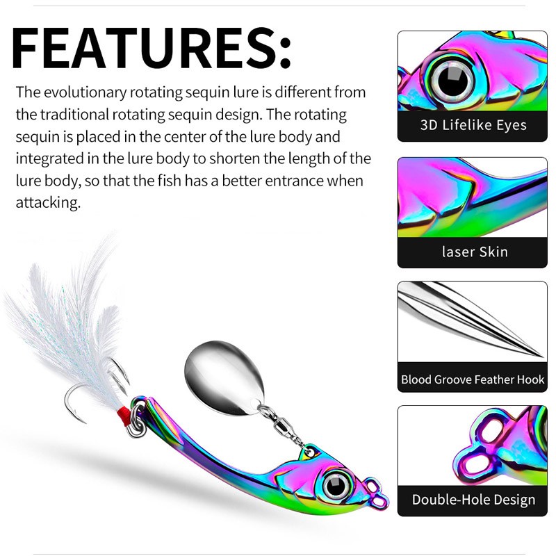 5Pcs Metal VIB Spinner Bait Tail Fishing Lures Lot Bass Trout Crankbaits Tackle - Image 4
