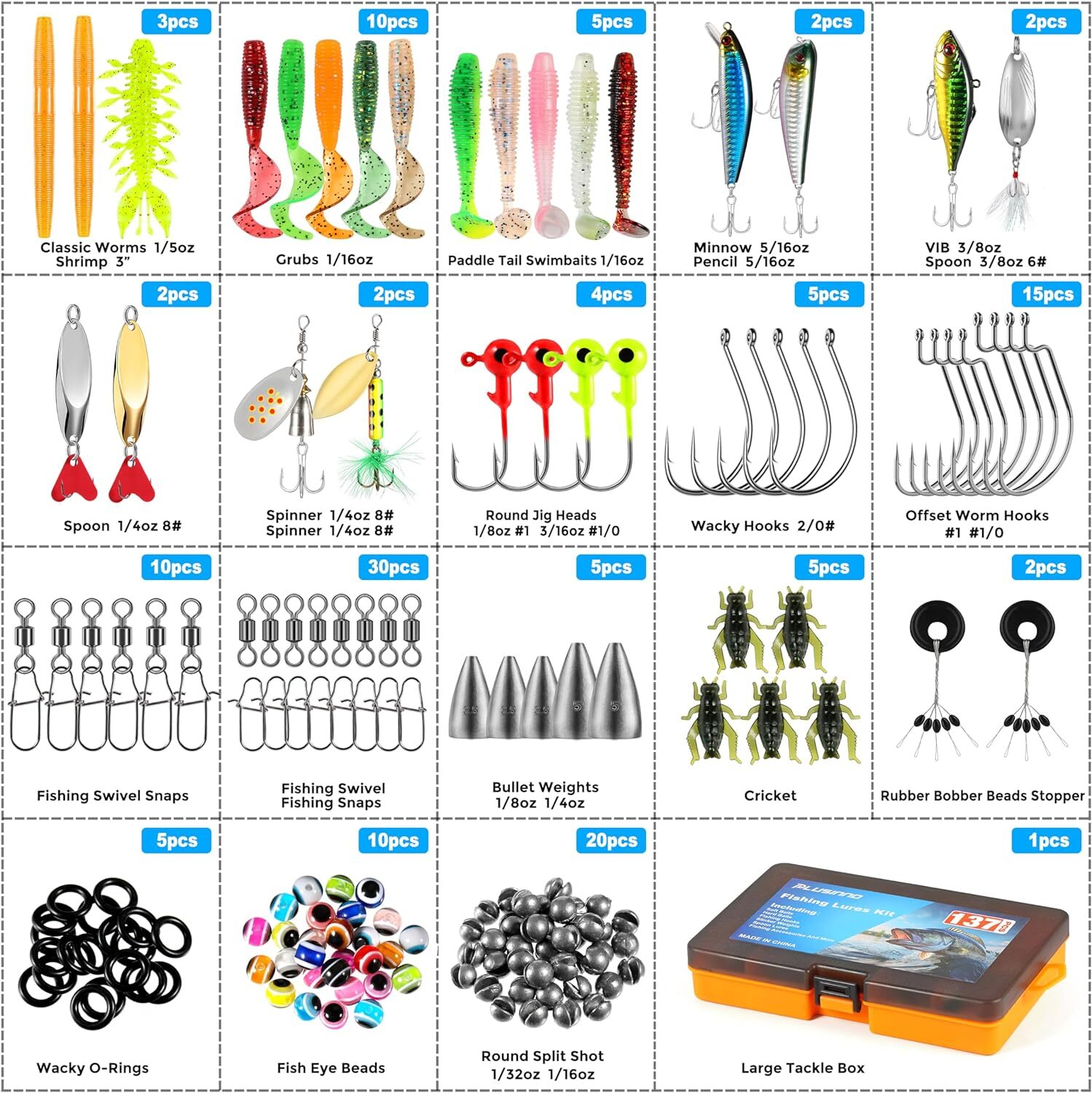 137pcs Fishing Lures Crankbaits Spoon Hooks Weights Bait Lure Bass Trout Salmon - Image 4