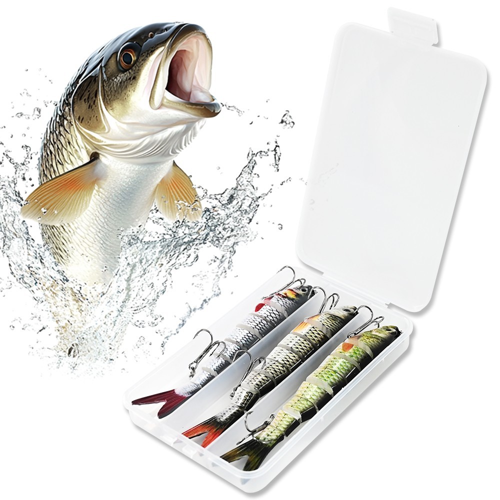 3PCS Multi Jointed Fishing Lures Swimbait Minnow Bait 8 Segment Crankbaits