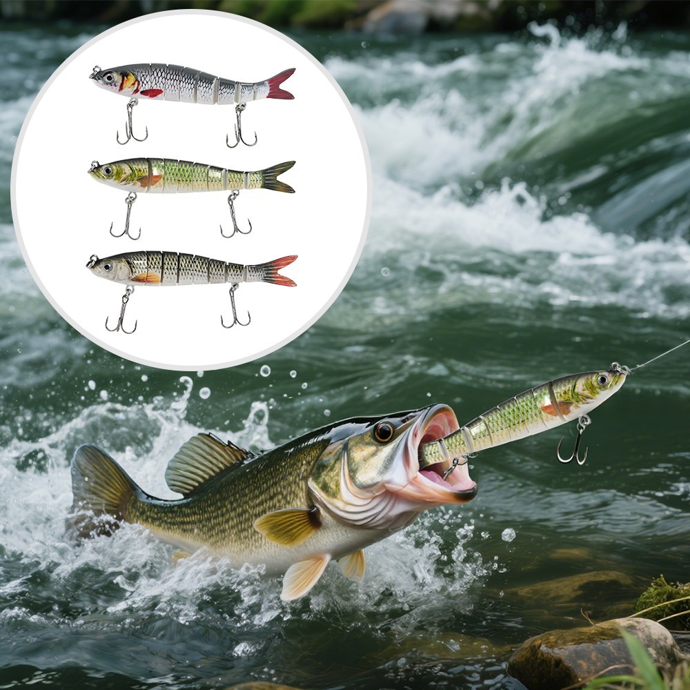3PCS Multi Jointed Fishing Lures Swimbait Minnow Bait 8 Segment Crankbaits - Image 2