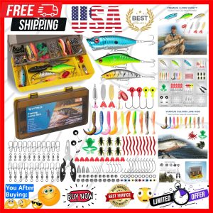 144pcs Fishing Lures Kit with Tackle Box - Ideal for Bass & Trout
