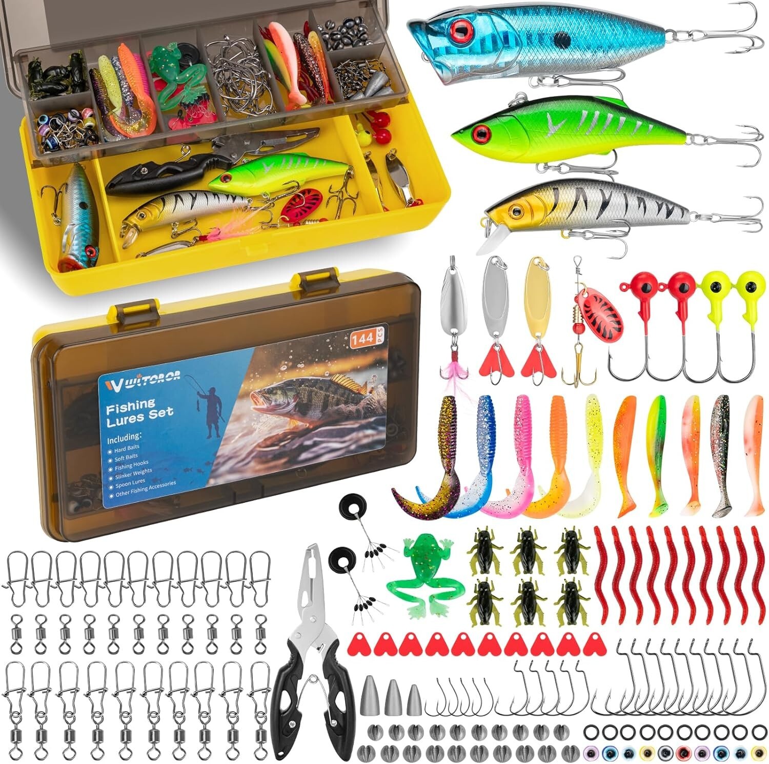 144pcs Fishing Lures Kit with Tackle Box - Ideal for Bass & Trout - Image 3