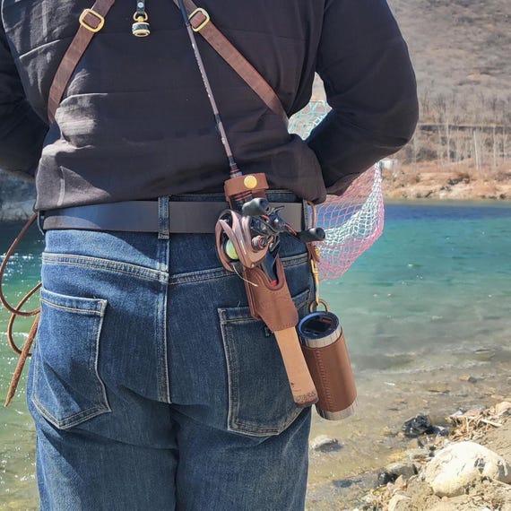 Leather Fishing Rod Holster For Belt | Fly Fishing Pole Holder | Lure Fishing Rod Holder - Image 4