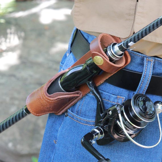Leather Fishing Rod Holster For Belt | Fly Fishing Pole Holder | Lure Fishing Rod Holder - Image 3