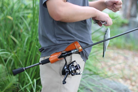 Leather Fishing Rod Holster For Belt | Fly Fishing Pole Holder | Lure Fishing Rod Holder - Image 2