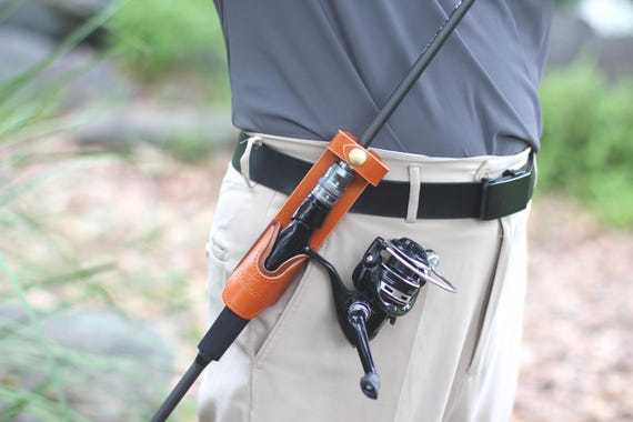 Leather Fishing Rod Holster For Belt | Fly Fishing Pole Holder | Lure Fishing Rod Holder