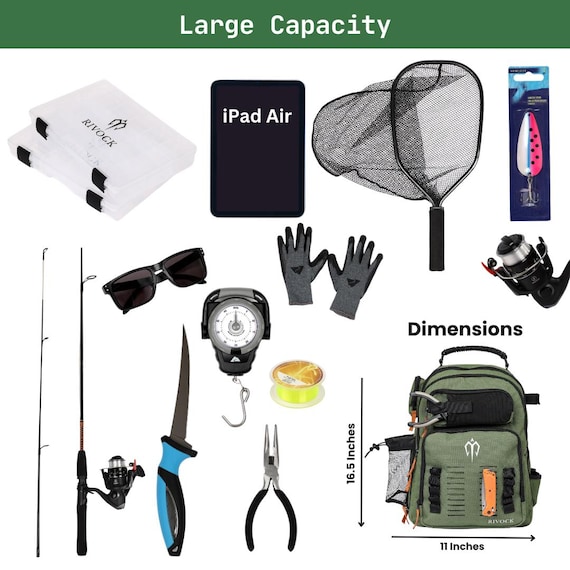 RIVOCK Fishing Tackle Backpack: Insulated Cooler, 2 Tackle Boxes, Hydration Bladder, Rod Holders - Image 7