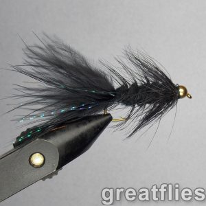 1 dozen (12) - Woolly Bugger - BLACK - Bead Head