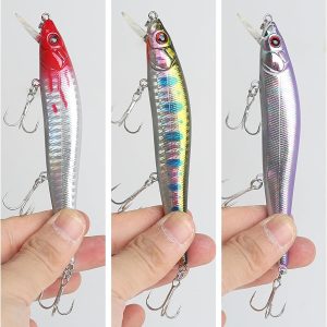 3PCS Fishing Lures Minnow baits Crankbaits Jerkbait Lot Hooks Baits Bass Tackle