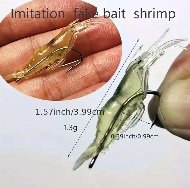20pcs Soft Shrimp Fishing Lures with Luminous Bait Hooks for Fresh & Saltwater - Image 2