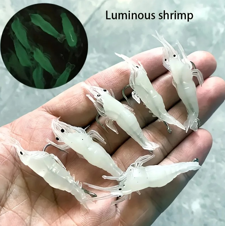 20pcs Soft Shrimp Fishing Lures with Luminous Bait Hooks for Fresh & Saltwater - Image 4