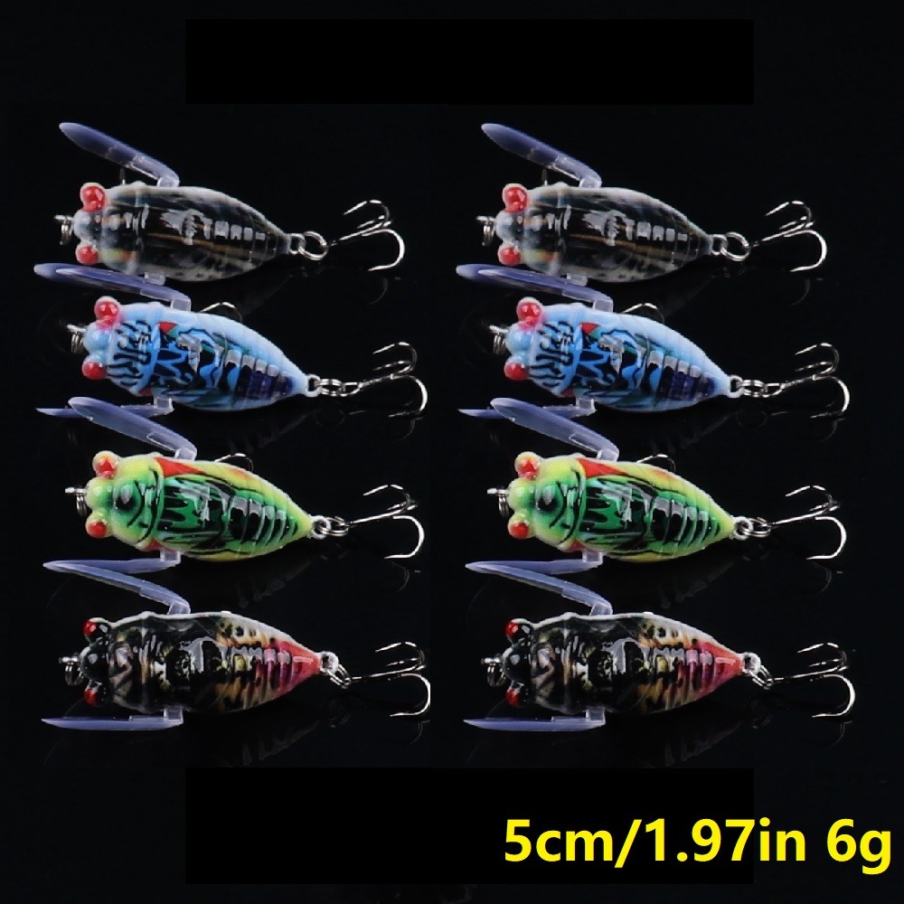 8pcs Cicada Topwater Fishing Lures Plastic Hard Bait Bionic Artificial Bait - Image 2