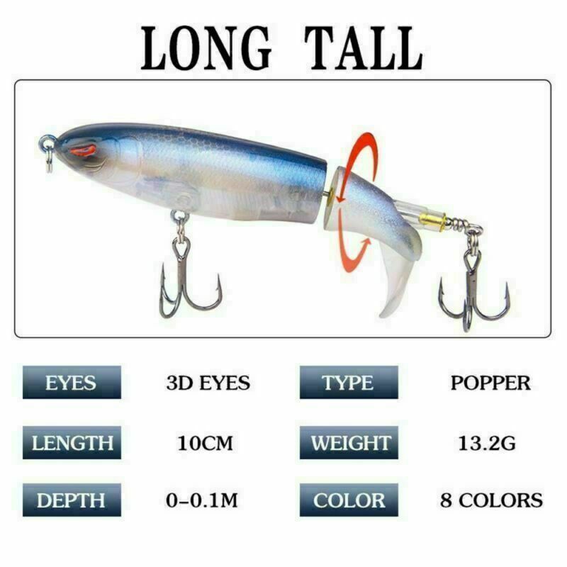 10ps Fishing Lures bait Whopper Plopper Topwater Floating Rotating Tail for Bass - Image 3