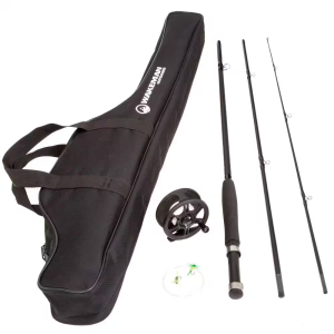 Fly Fishing Rod and Reel Combo Including Carrying Case, Flies, and Fishing Line
