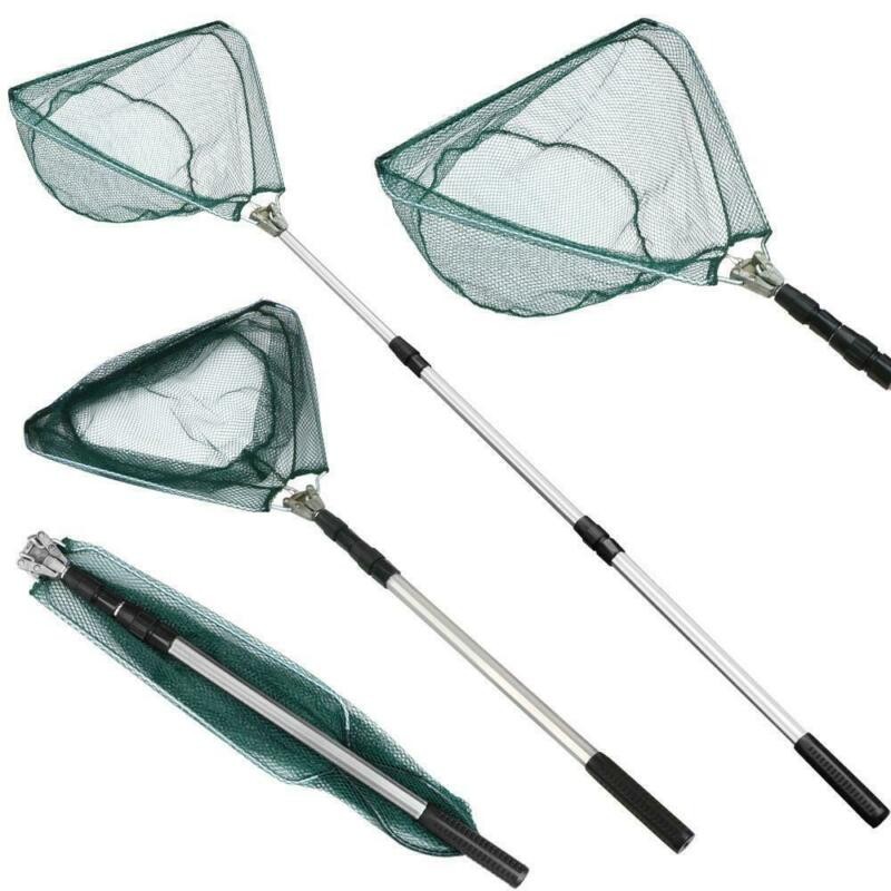 82" Fishing Landing Net Telescopic Folding Alum Handle 3 Section Extending Pole - Image 2