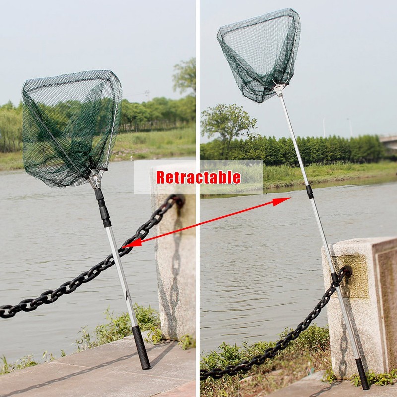 82" Fishing Landing Net Telescopic Folding Alum Handle 3 Section Extending Pole - Image 3
