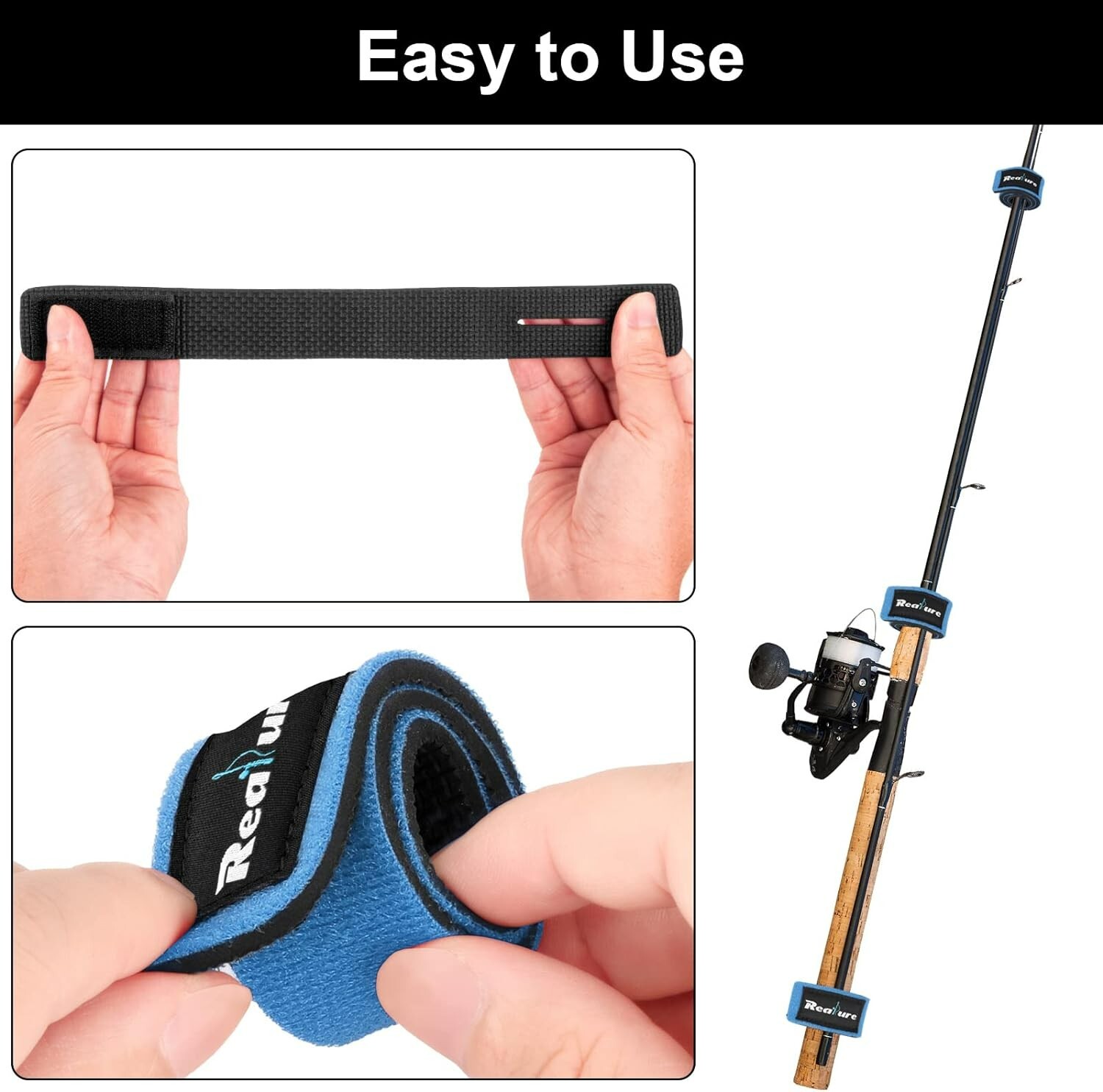 8PCS Fishing Rod Tie Straps Tackle Wrap Bands Fish Pole Holder Fasteners Elastic - Image 5