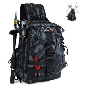 Fishing Tackle Large Backpack- Salt Water Resistant Fishing Bag / Organzier 34L