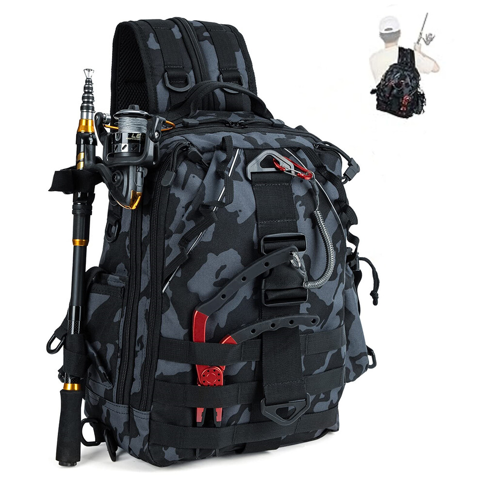 Fishing Tackle Large Backpack- Salt Water Resistant Fishing Bag / Organzier 34L