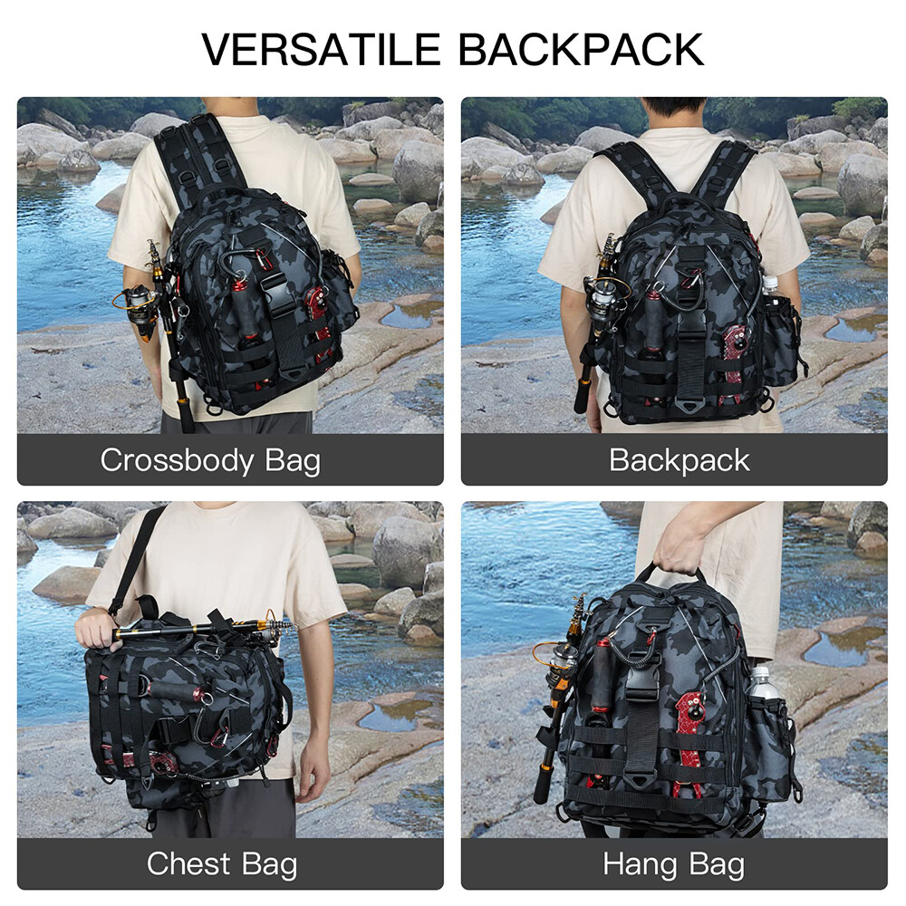 Fishing Tackle Large Backpack- Salt Water Resistant Fishing Bag / Organzier 34L - Image 4