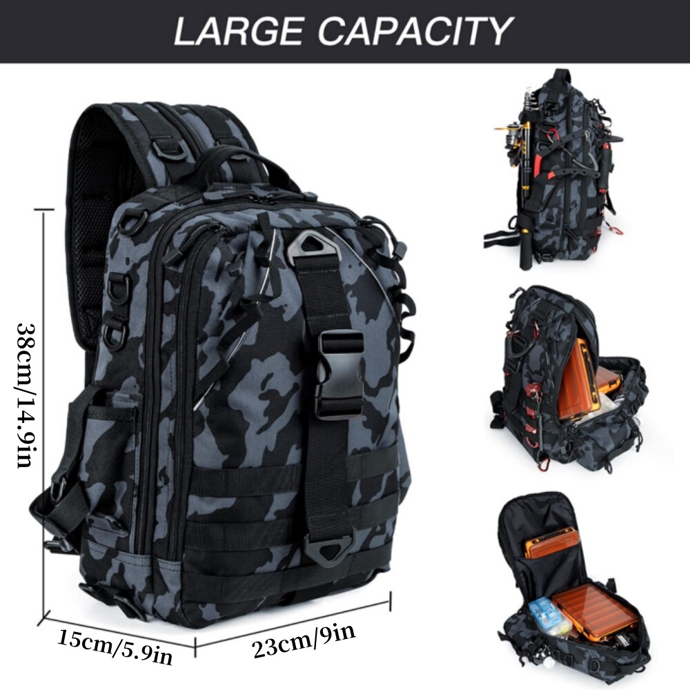 Fishing Tackle Large Backpack- Salt Water Resistant Fishing Bag / Organzier 34L - Image 5