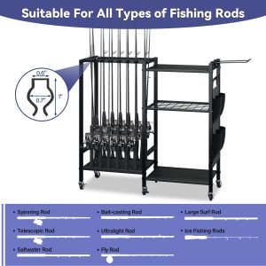 Alternative view of 16 Rods Fishing Rod Holder Storage Rack Fishing Gear Equipment Tackle Organizer