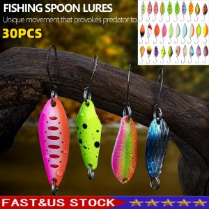 30Pcs Fishing Jigs Saltwater Fishing Lures with Assist Hook Treble Hook Spoon US