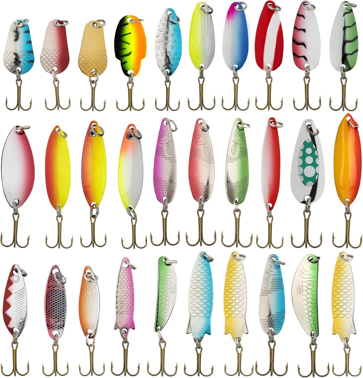 30Pcs Fishing Jigs Saltwater Fishing Lures with Assist Hook Treble Hook Spoon US - Image 4