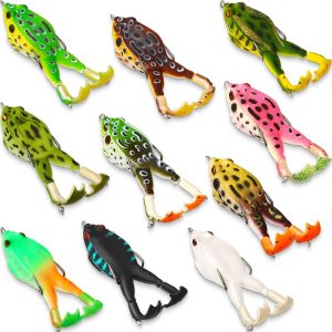10pcs Topwater Frog Fishing Lure Soft Swimbait Floating Bait 9cm 13.5g