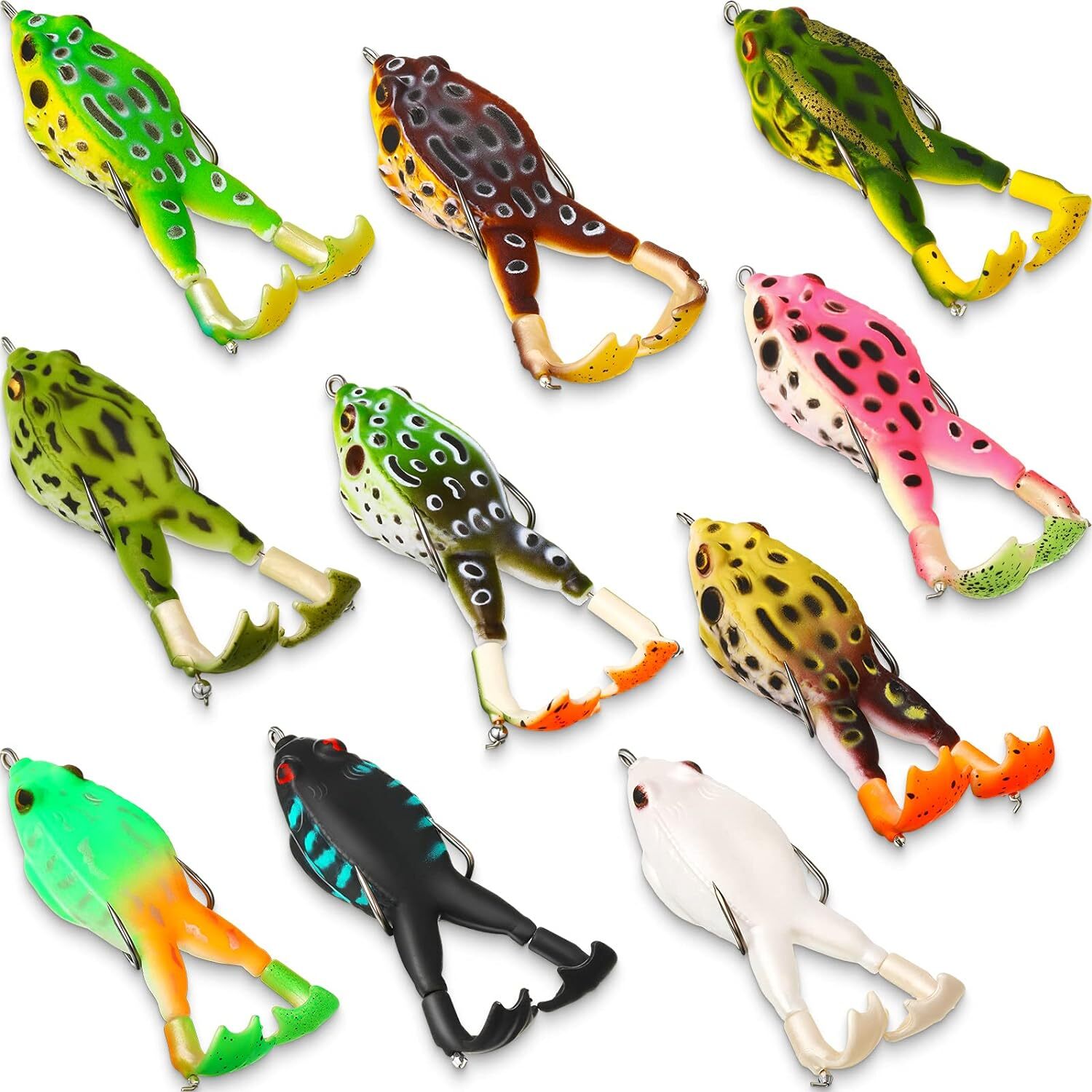 10pcs Topwater Frog Fishing Lure Soft Swimbait Floating Bait 9cm 13.5g